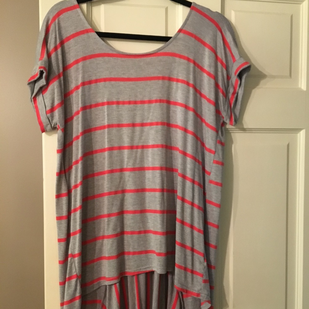 Anthropologie Pure&Good highlow gray/orange shirt
